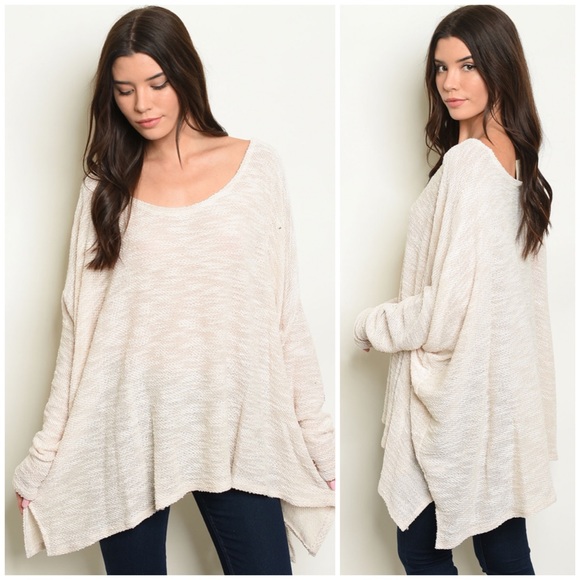 ❄️OATMEAL OVERSIZED BOHO SLUB KNIT SWEATER - Picture 4 of 7